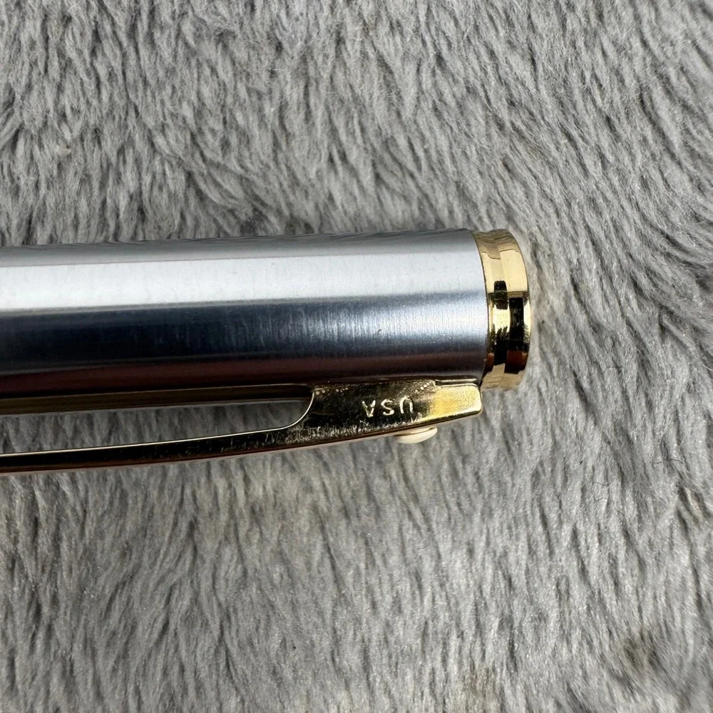 Sheaffer Pen and Pencil Set Unisex OS Silver Black Good Vintage White Dot Trim